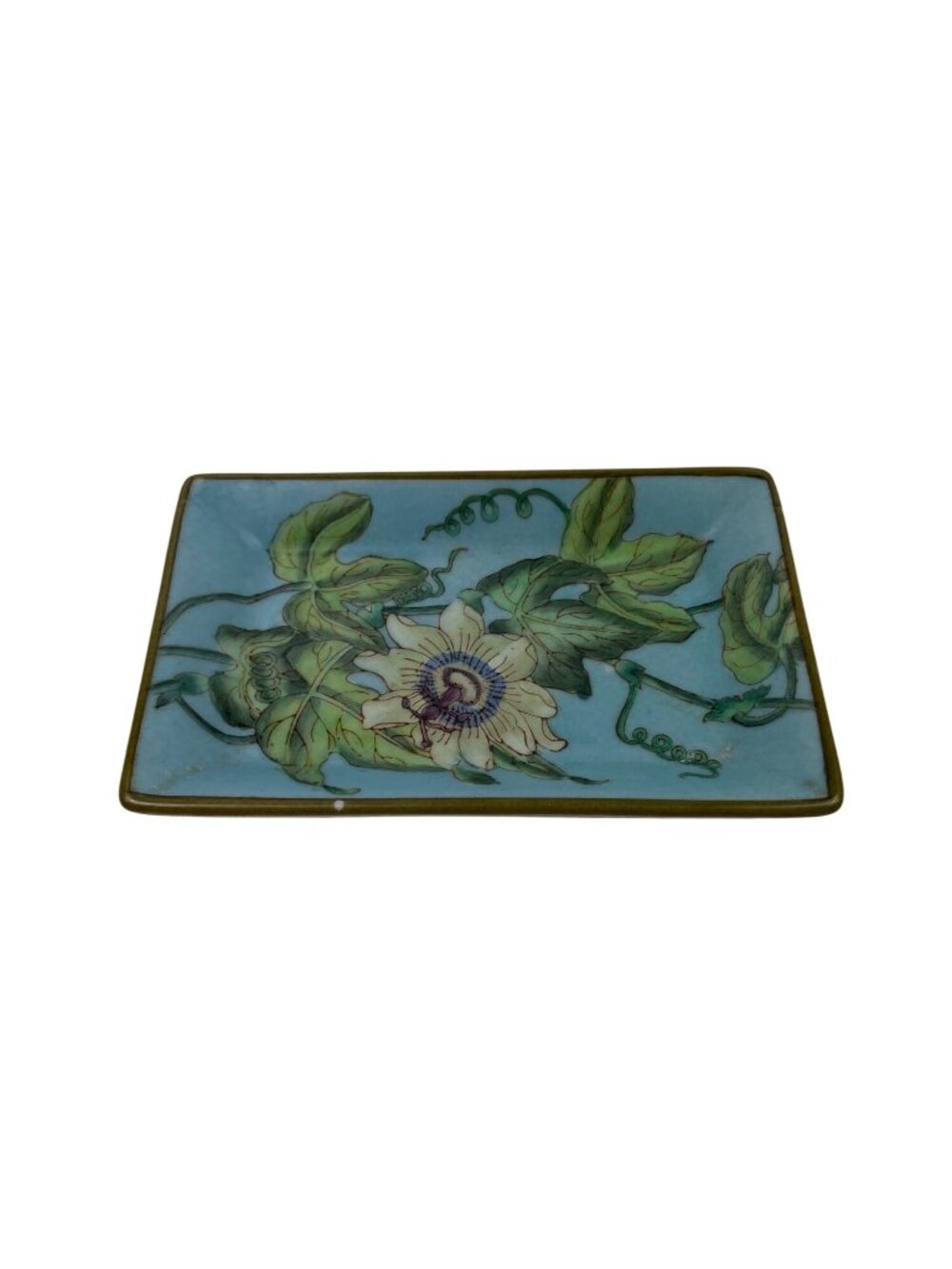 Hand-Painted HomArt Rectangular Ceramic Tray Passionflower Design Decorative - Picture 4 of 10